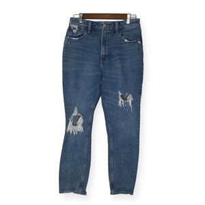 Abercrombie & Fitch Curve Love High Rise Distressed Mom Jean Size 28.